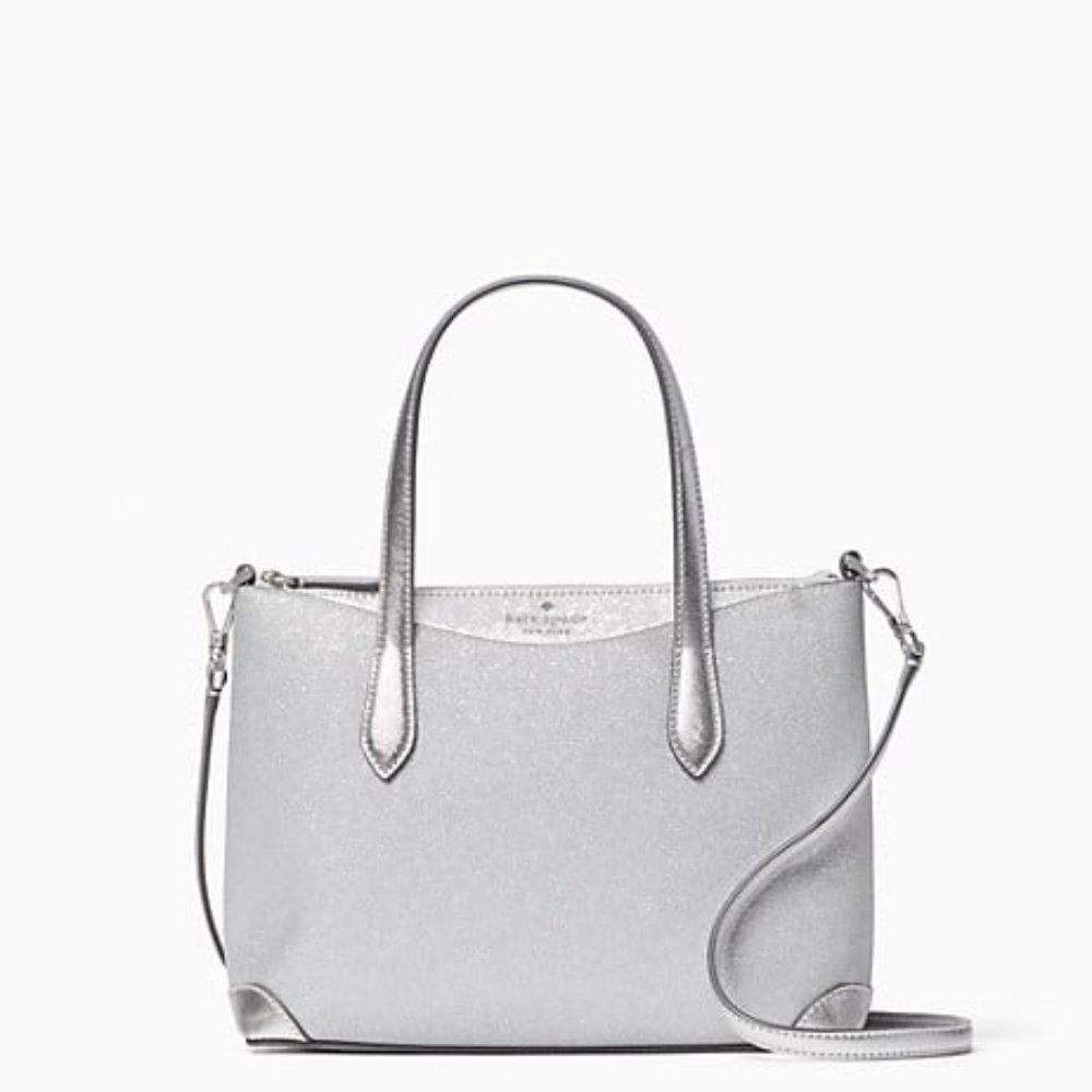 *NEW* Kate Spade shimmy glitter satchel Silver